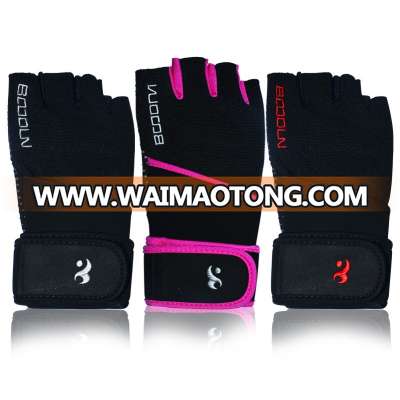 custom fashion long wrist wrap cheap leather fitness gloves for women gloves